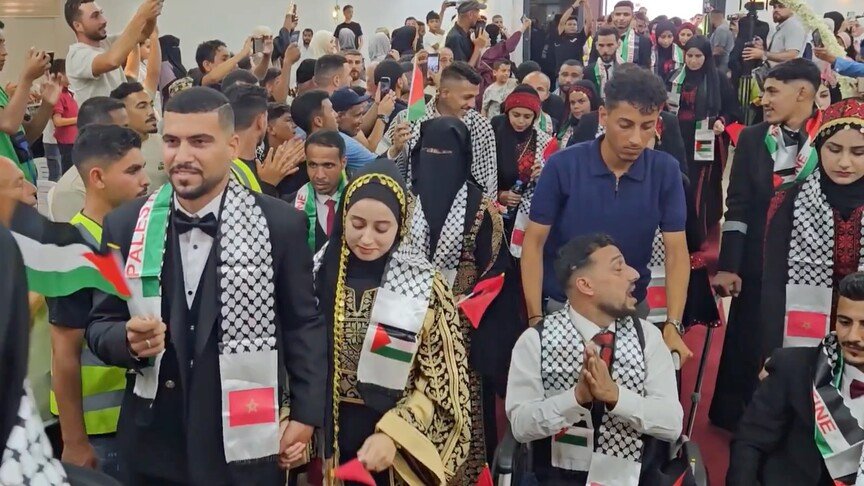 زفاف جماعي بتمويل مغربي لـ40 من ذوي الإعاقة ومصابي غزة